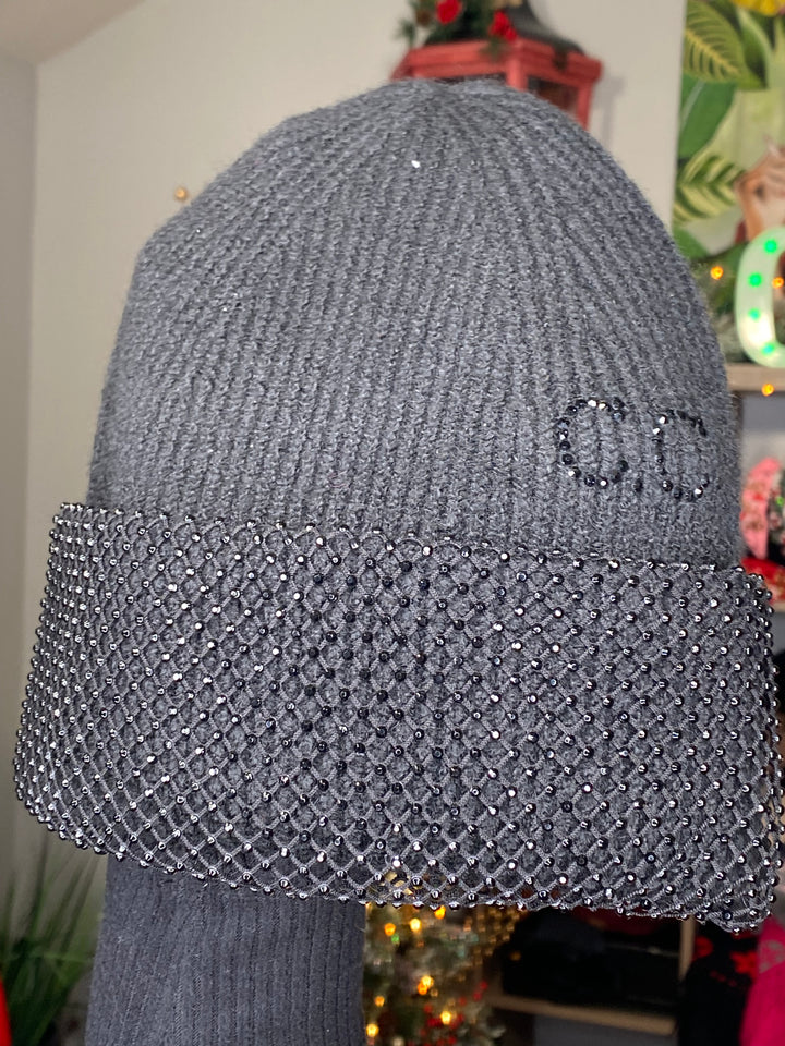 Gorro Negro Pedreria Tejido Punto (#249)