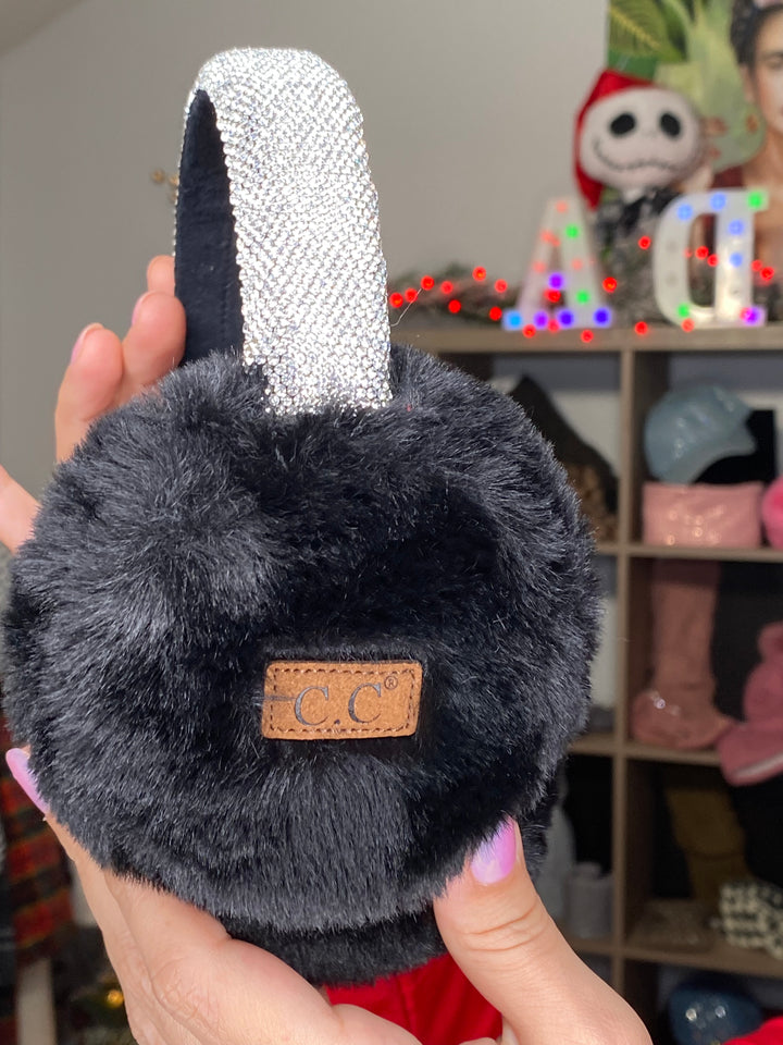 Earmuff Negro y Cristal Swarovsky (#237)