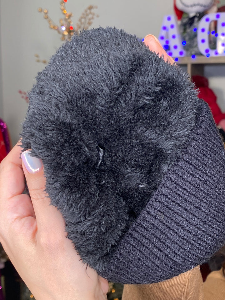 Gorro Negro con Lepardo Café Mota (#250)