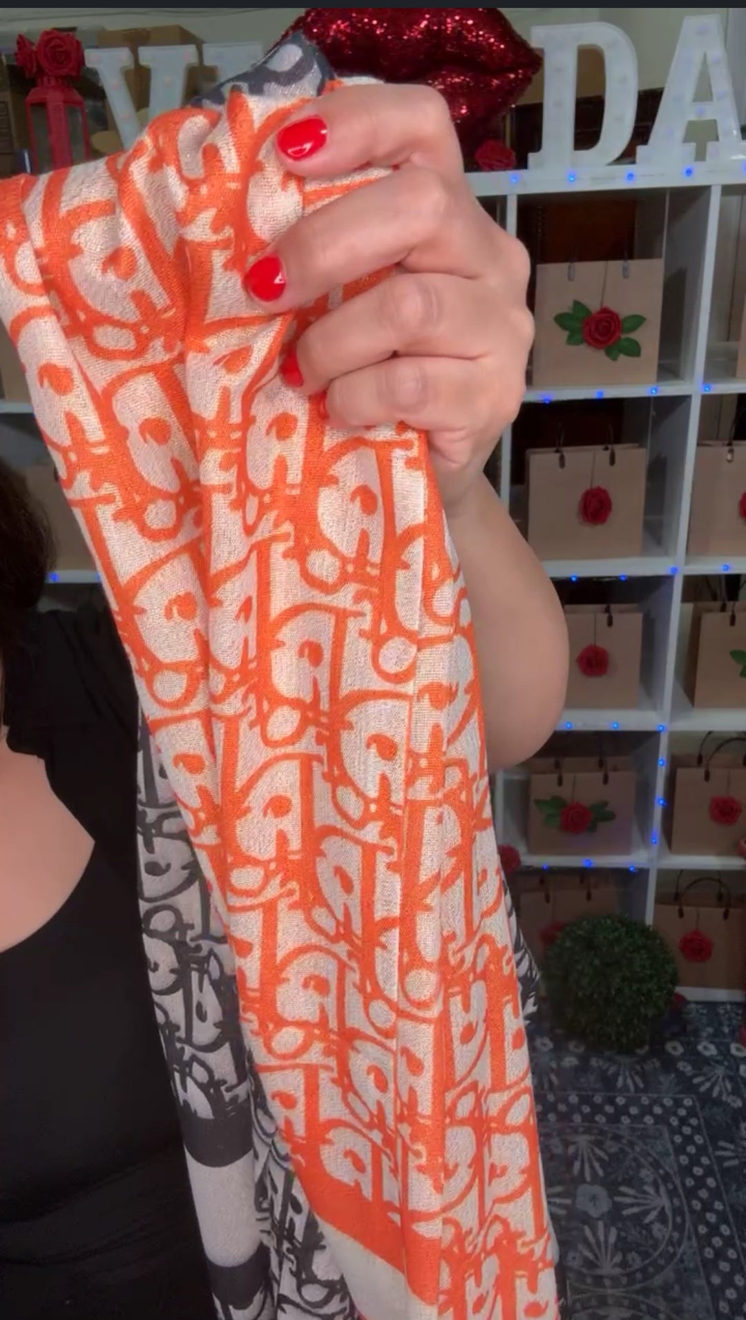 Shawl Naranja y Beige Dio (#243)