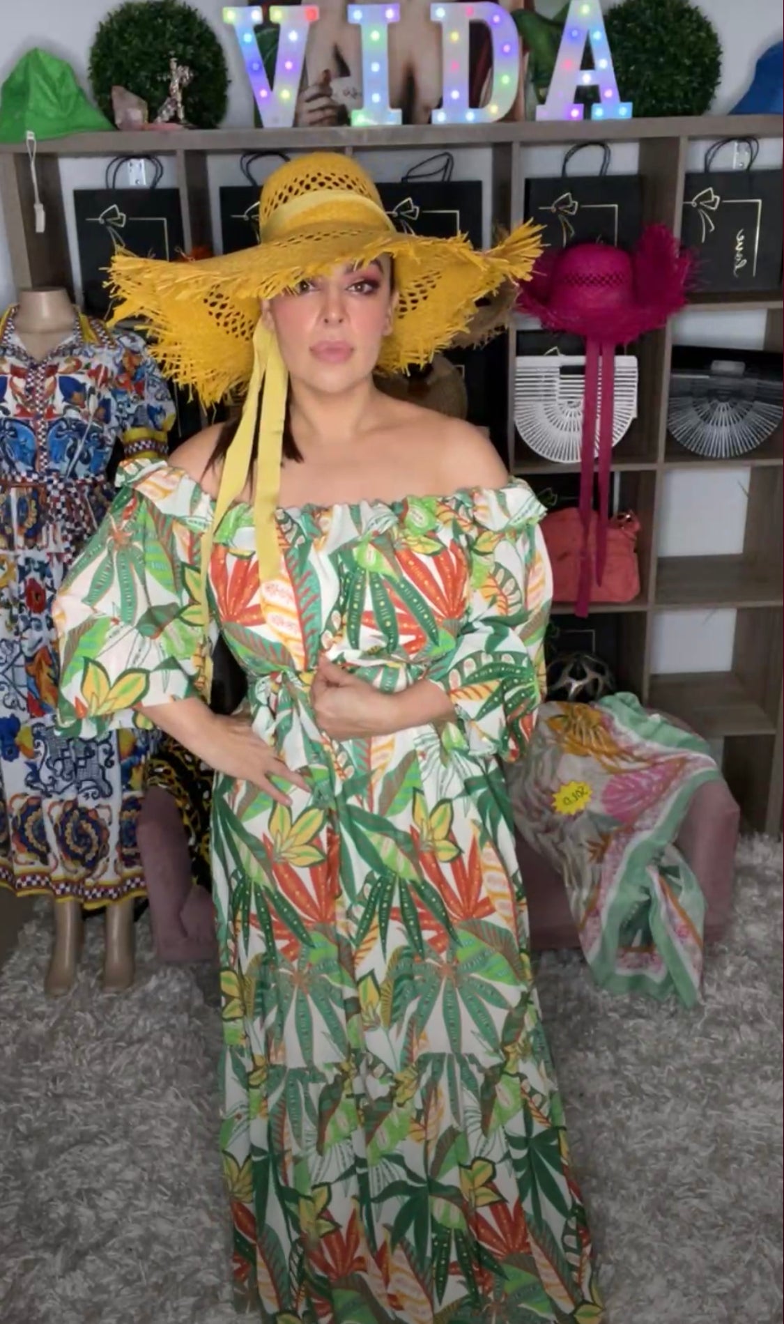 Vestido 2025 estampado tropical