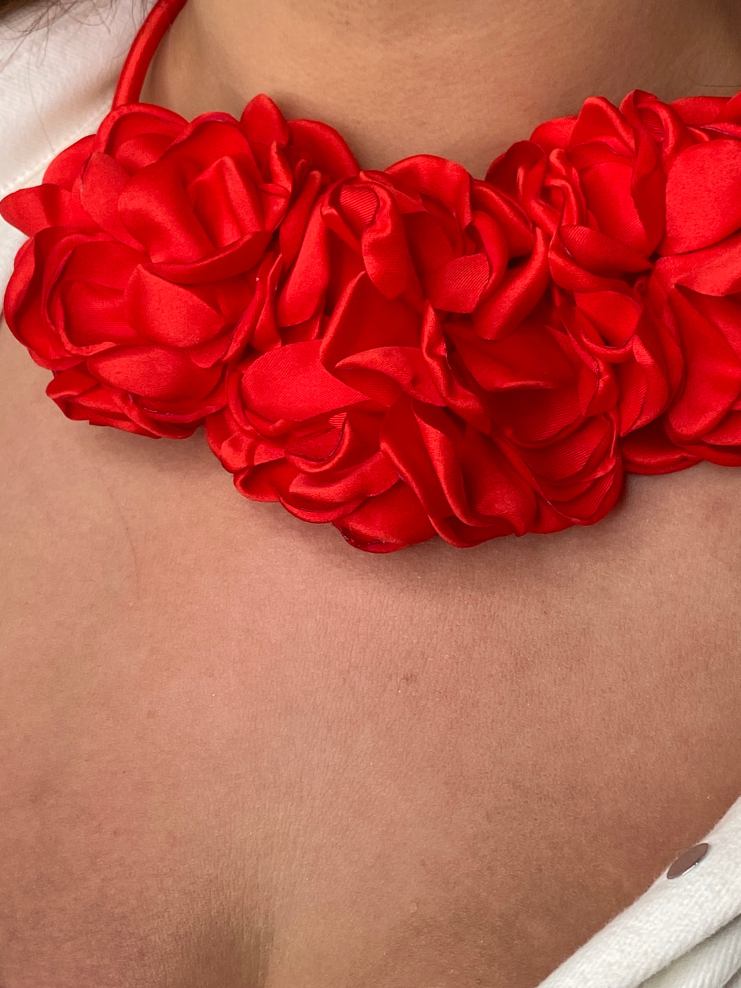 Collar Rojo Flor 3D Set (#346)
